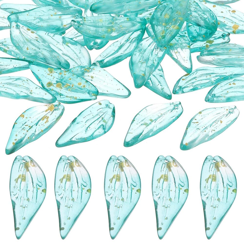 4741 50Pcs Jade Green Leaf Glass/Glazed Beads for DIY Jewelry Making
